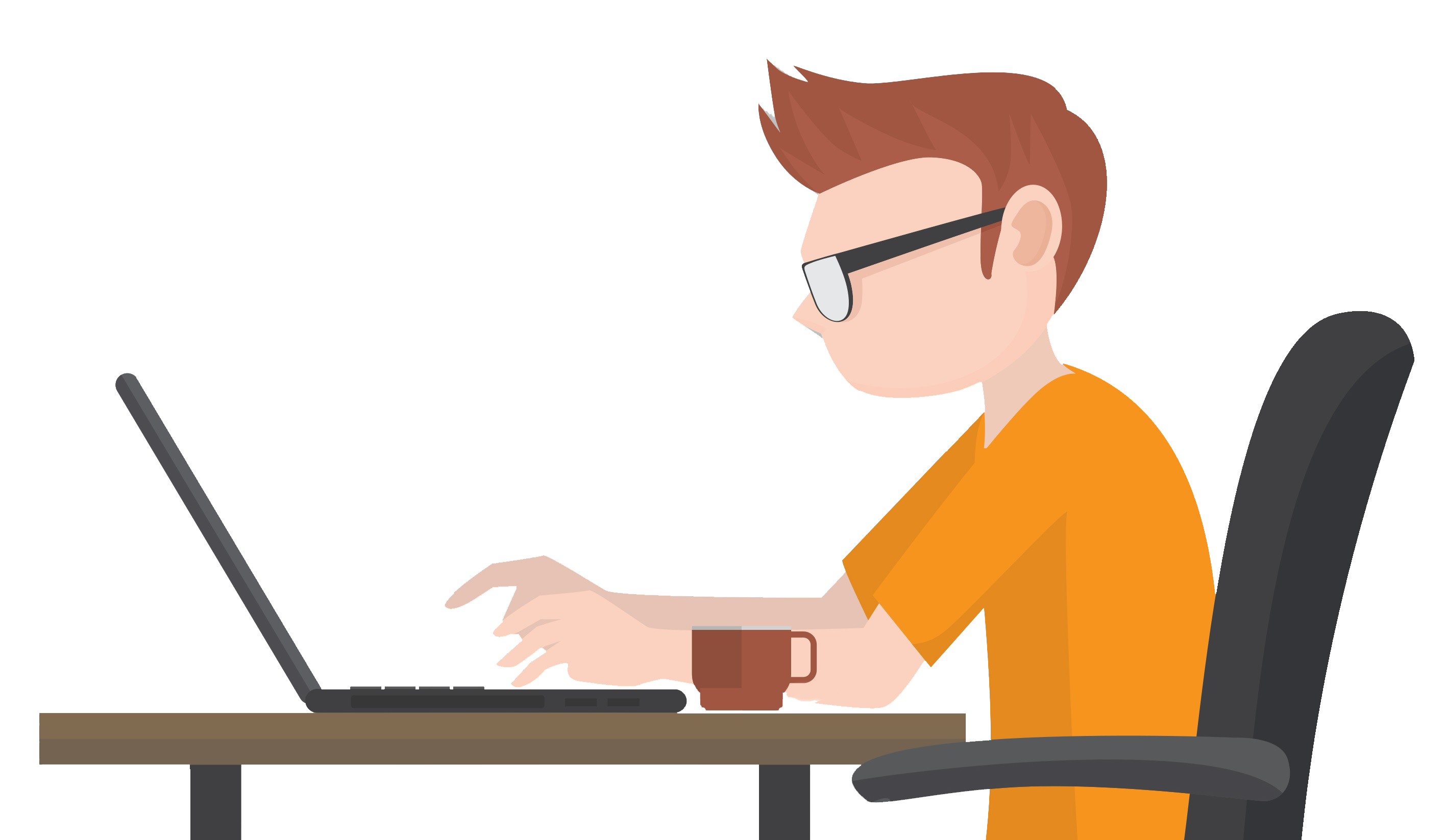 Ilustración hombre usando una laptop