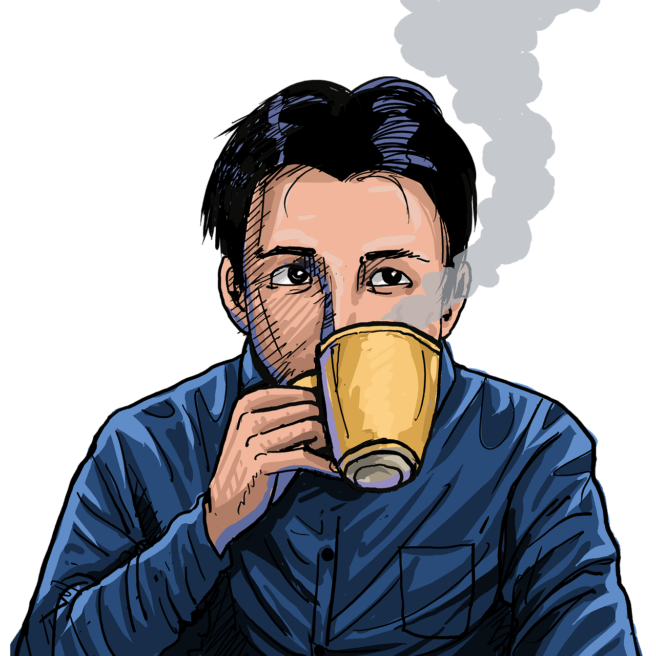 Ilustración hombre tomando café